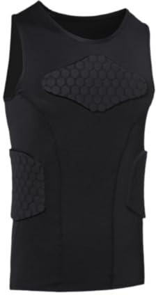 Perfeclan Mens Padded Vest Guard Protector Compression Vest, Chest Rib Protector Football Vest, L