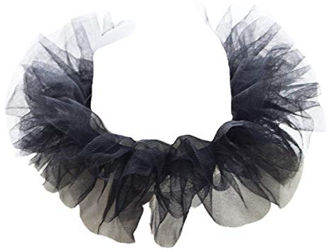 AXTZWKL Women Tulle Fluffy Ruffle Fake Collar Vintage Layered Mesh Small Neck Ruff Decorative Clown Cosplay Choker (black)