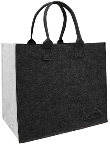 Berelin Felt Shopper Bag, Large Women's Tote Bag Shopping Bag, Foldable Shoulder Bag for Shopping and Daily Necessity, Practical Spacious Felt Handbag for All Occasions (Light Grey)