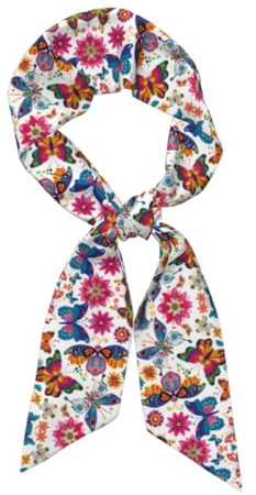KETAFOUND Bufanda Mujer Mariposa De Colores Pañuelo Largo De Seda 119X7.9 Cm, Corbatas, Bufandas, Diademas, Accesorios para Bolsos, Adornos para Sombreros, Pulseras,Flores De Primavera