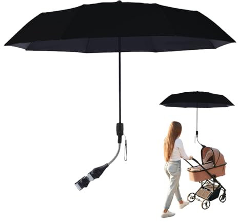 Générique Barnvagnsparaply - Solskydd för spädbarn med anti-UV-paraply, 360° vikbart paraply med full rotation för resor, och rullstolar, svart, Se référer au descriptif