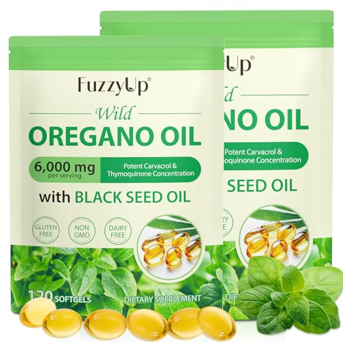 Olio di Origano Capsule, Oil of Oregano, Olio di Origano 2 in 1 da 6000 mg con Olio di Semi Neri da 200 mg,165 mg di Carvacrolo,Biologico e non OGM,Supporta la Salute Immunitaria e Digestiva,240 Pezzi