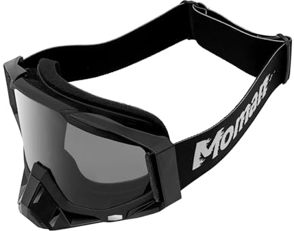 Moman AOGS Occhiali da Moto-Con Coprinaso Rimovibile, Occhiali da Motocross Occhiali Da MTB Anti UV400 Antipolvere Anti-Vento Occhiali MX Anti-Graffio per Ciclismo,Sci, Dirt Bike ATV-Lente Grigia