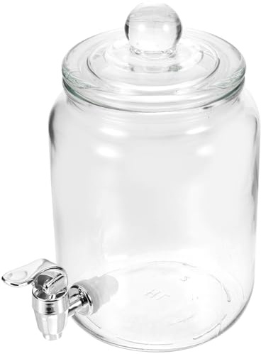 JECOMPRIS Brocca per Cold Brew in Vetro da 4 Litri con Rubinetto ABS e Coperchio Ermetico Contenitore per Bevande e Barattolo per Conservazione Vino Adatto per Uso Interno ed Esterno