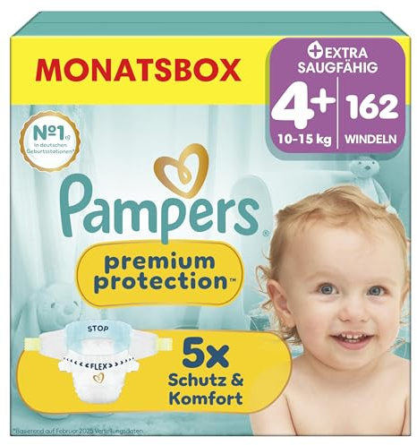 Pampers Premium Protection Couches Taille 4+ x162 Pack 1 Mois