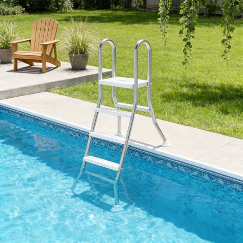 UISEBRT - Scala per piscina in acciaio inossidabile 304 | Scala per piscina a 3 gradini | Scala per piscina con antiscivolo | Scala di accesso per piscina e vasca da bagno fino a 115 cm di altezza |