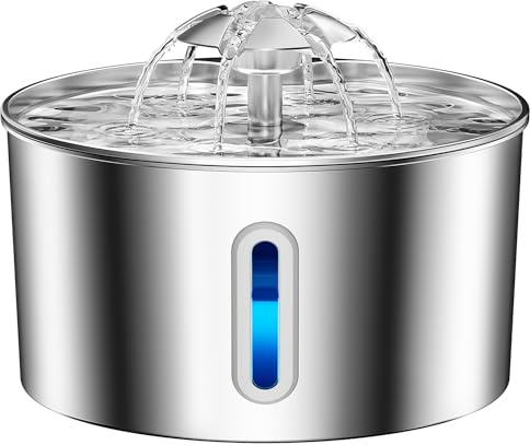 BalimoPet Cat Water Fountain for Drinking - 3.2L Cat Fountain Stainless Steel Flower Style, Silent Automatic Wired Pet Water Fountain Triple-Filter Water Fountain Cat Bowl