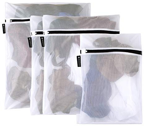 ROOXS Profi Wäschenetz (4er Set) Wäschesack für Waschmaschine und Trockner, robuster Reißverschluss
