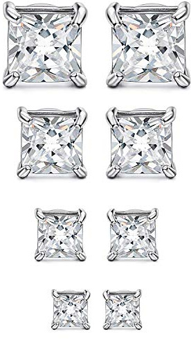 YADOCA 4 Paires Acier inoxydable Magnétique Boucle d'oreille pour Homme Femme Non-piercing Clip on Clou d'oreille Zircone 4-7mm