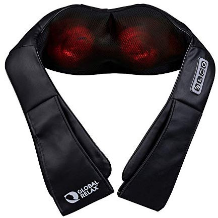 GLOBAL RELAX® | MONDO Massaggiatore per collo, spalle e schiena I Shiatsu I Termoterapia I Infrarossi | Sollievo muscolare a casa | Ergonomico