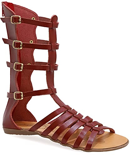 Emmanuela Sandales en cuir de gladiateur à la main de l'Emmanuela antique grecque, des sandales hautes veaux avec fermeture à glissière à la tige, chaises d'été plats pour femmes