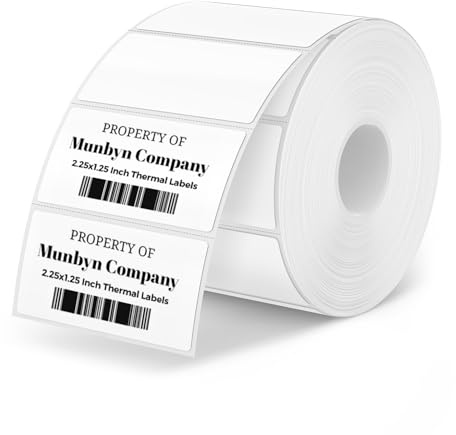 MUNBYN 57mmx32mm Direct Thermal Labels, Self-Adhesive Address Shipping Thermal Stickers, BPA&BPS Free Barcode Thermal Papers-1 Roll,1000 Labels