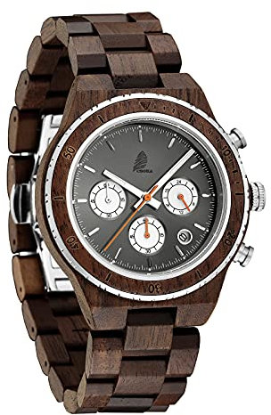 CZOKA Reloj De Madera para Hombres, Reloj de Movimiento de Cuarzo japonés con Pantalla analógica para Hombres con Pulsera de Pterocarpus soyauxii sándalo (Black Walnut 3ATM-2)