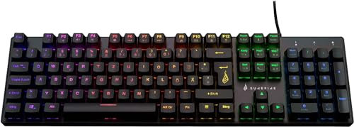 SureFire Kingpin M2 Mechanische Gaming Tastatur Deutsch, Gaming Multimedia Keyboard Full Size, RGB-Tastatur mit Beleuchtung, 100% Anti-Ghosting-Tasten, deutsches Layout QWERTZ