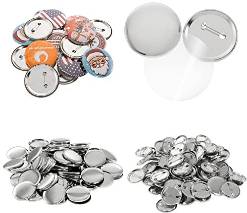 Dyna-Living 200 Stück Buttons Selber Machen, Buttonrohlinge 44mm/1.73in Metall Runden Badge Button Pin Kit, DIY Ansteckbuttons Set mit Sicherheitsnadel, Leeres Buttons Anstecker für Souvenirs