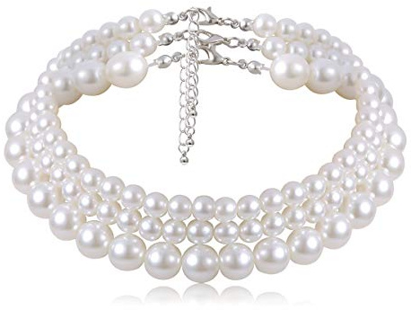 Cubahop Gargantilla de perlas en capas ajustable para mujeres y niñas