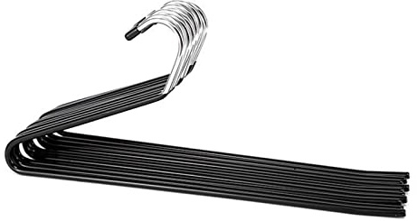 SYFUNLV 20 perchas multifuncionales para pantalones, perchas de metal, organizador de armario, estable, negro, acero inoxidable, para pantalones, bufandas, vaqueros, ropa, toallas (29 cm)
