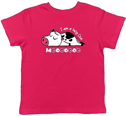 Shopagift Funny Lazy Cow Kids T-Shirt Lazing Sleeping Cow Childrens Tee Gift Pink
