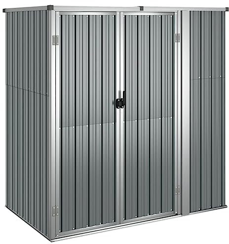 prissent Fahrradunterstand 161x89x161 cm Gartenhaus Metall Geräteschuppen Gerätehäuser Zur Aufbewahrung von Rasenmähern, Klappleitern, Fahrrädern usw Grau