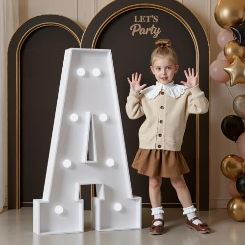 Mixifox 3FT Light Up Letters for Birthday Decoration Large Letters A | for Party Decorations Wedding Graduation Decorations Foam board Assembly Required Cool White Light 21 Pcs Accessory Set