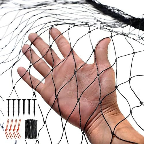 NEWFUN Filet Anti Oiseaux,Filet,Filet Voliere,Filet pour Oiseaux (15m x 15m), Filet de 25mm, Filet tissé Extra Fort, Filet pour Oiseaux, Protégez Arbres Fruitiers Et Les Légume des Dommages Causés