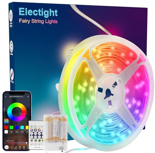 Außen Lichterkette mit Farbwechsel, 20M 99+Modi Lichterketten mit Batterie, App/Fernbedienung Steuerung, Musik Sync, Timer, Wasserdicht Lichtschlauch für Balkon Garten Party Weihnachten Hochzeit Deko