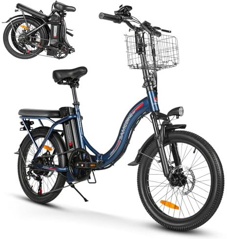SAMEBIKE Bicicleta Eléctrica Adultos, 20'’ E-Bike con pedaleo asistido Batería 36V 13AH Bici Eléctricas de Montaña con Marco Frontal y Soporte para teléfono