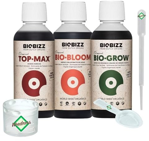 Weedness BioBizz gödselmedel 3-delat inomhus stor try-pack – odling, inomhus, utomhus, naturgödselmedel, organisk start, orkidéer, krukväxter