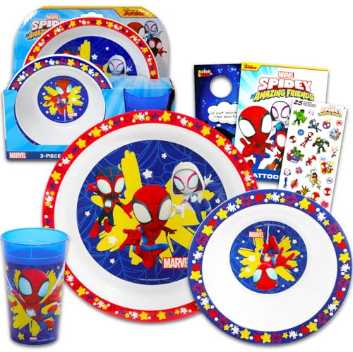 Spidey and Friends Kids Dinnerware Set - Durable Dishes for Kids Bundle