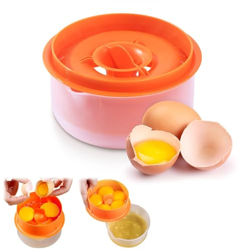 Separatore per uova crude, separatore per 5 uova, separatore per tuorlo bianco, filtro per albume d'uovo con scatola portaoggetti (arancione)