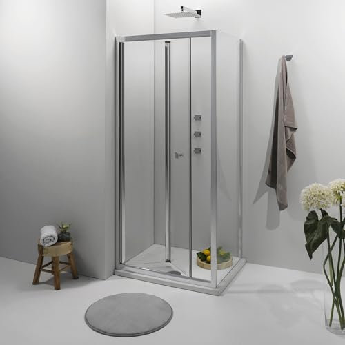 Box Doccia Angolare 80x80 cm - Cabina Doccia Pieghevole con Apertura a Libro, Vetro Temperato 6mm, Profilo Cromato e Chiusura Magnetica - Regolabile e Facile da Installare