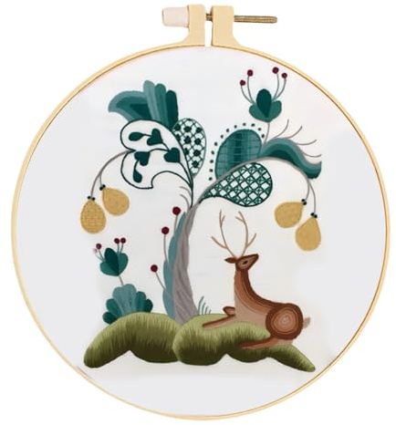 Huacan Embroidery Kits for Adults Beginner 1Pcs Stamped Animal Pattern Stitching DIY Cross Stitch Sewing Kit 7.9 x 7.9 Inch