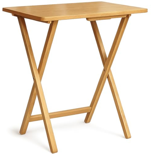 RANRHA Folding Wooden Table – Compact Multipurpose Tray Table for Home, Balcony, or Bedroom – Solid Wood Construction, Lightweight & Portable- (Oak)
