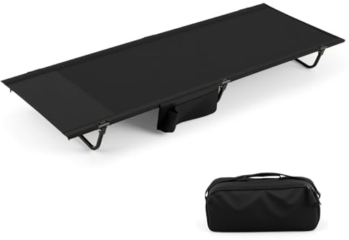COSTWAY Brandina da Campeggio, Letto Pieghevole e Portatile con Tasca Laterale e Borsa da Trasporto, Lettino con Struttura in Metallo per Viaggio e Spiaggia, Portata 150 kg (Nero)