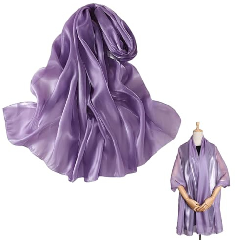MLRUQRX Stola Da Donna Scialle Donna In Raso Chiffon Silky Sciarpa Tinta Unita Wrap Stola Per Sposa Damigella Cerimonia Matrimonio Serata Viola Regalo Per La Festa Della Mamma