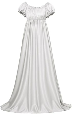 Générique Robe de Régence pour Femmes Manches Bouffantes à Volants Ceinture Robe de Bal à Taille Empire