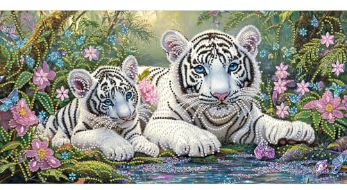 Bimkole 5D Särskilda Formulär Stor Diamond Paintinger För Vuxna Tiger, Full Borrmålning Strass Broderi Set Färg Med Diamanter Kit Djur Korsstygn Hem Vägg Hantverk Dekoration 30x60 cm