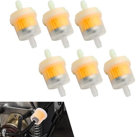 Ypoyney 6 PCS 1/4 Gas Inline Fuel Filter, 6mm-7mm Inline Clear Fuel Filters with Magnet, Small Engine Fuel Filter for Motorcycles, Cars, Trucks and Gasoline Powered Engines (Yellow)