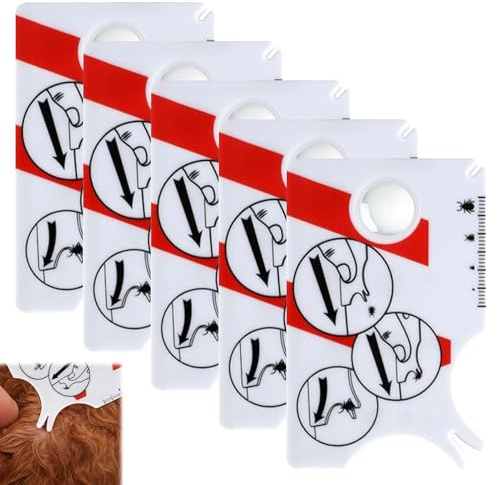 Quvxzy 5 tarjetas de garrapatas con lupa – Eliminador de garrapatas para perros, gatos, humanos y niños, práctica tarjeta para eliminar garrapatas de forma rápida y segura
