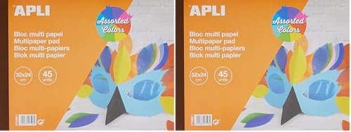 APLI 17596 - Bloc papeles surtidos 32 x 24 cm 45 hojas (Paquete de 2)