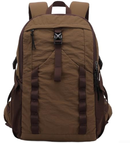 Stor kapacitet 28 L lätt vandringsryggsäck vattentålig nylon utomhus camping dagväska för resor (brun)