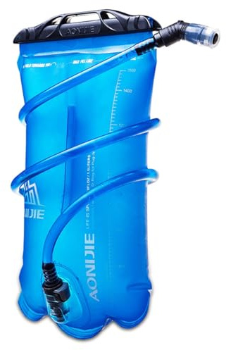 AONIJIE 1.5L/2L/3L Faltbares TPU Wasserbeutel Trinkblase Trinkbeutel mit Schlauch und Mundstück für Marathon Running Wandern (1.5L)
