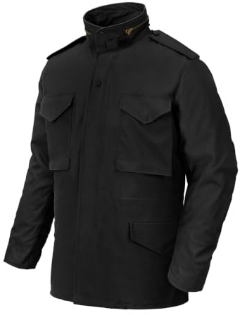 Helikonspärrjacka M65 fältjacka – NyCo Satin – svart, svart, XL