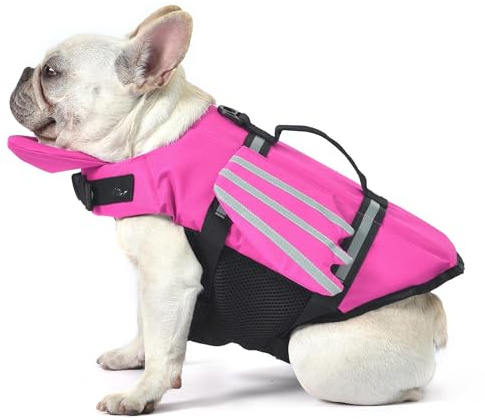 Petglad Chaleco Salvavidas para Perros, Chaleco Salvavidas para Perros con asa Flotante de Rescate para Perros pequeños, medianos y Grandes, Chaleco de natación de Seguridad Ajustable de Alta
