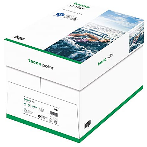 inapa Recycling-Papier, Druckerpapier tecno Polar: 80 g/m², A4, 2.500 Blatt (5x500), weiß