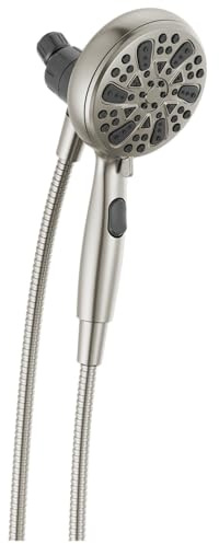 Delta Faucet 6-Setting SureDock Magnetic Shower Head with Handheld Spray, Brushed Nickel Shower Head with Hose, Round Shower Head, Showerheads & Handheld Showers, MagnaTite Docking, Stainless 75609SN