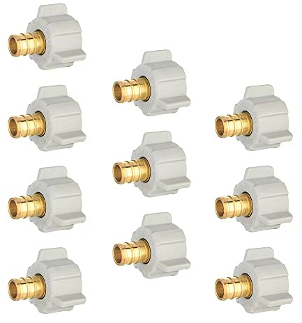 (Pack of 10) EFIELD 1/2 Pex X 1/2 Female NPT Swivel Adapter Brass Crimp Brass Fittings,(PEX1807202)