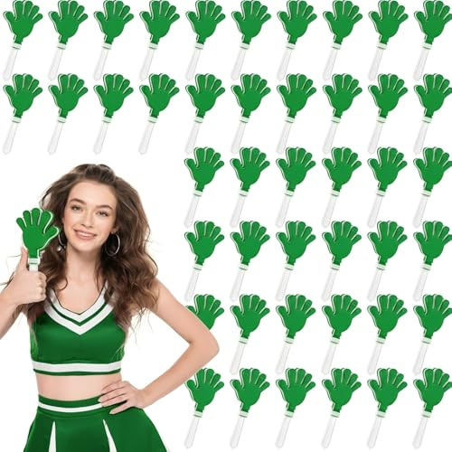 36 Pcs Green White Hand Clapper Noise Makers 7.5 x 3.5 Inch Noise Makers for Sporting Events Clappers Noisemakers for Birthday St. Patrick's Day Party Favors Classroom Prizes