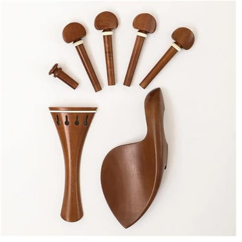 Violine Ebenholz Jujube Teile Saitenhalter Pegs Kinnhalter Ahorn Brücke Endpin Tuner Tail Darm Set Für 4/4 Violine Geigenzubehör (Color : Champagne)