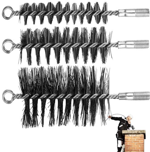 3 Stücke Ofenrohrbürste Kaminbürste Heizkesselbürste aus Hartem Stahldraht Verschleißfeste Rohrbürste zur Reinigung von Schornsteinen Kesseln Kamin Ofenrohr Rauchrohr Rohren (Durchmesser 30/50/80 mm)